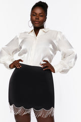 Plus Size Rhinestone Fringe Mini Skirt