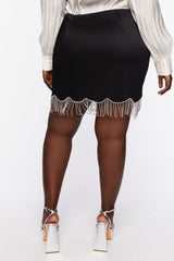 Plus Size Rhinestone Fringe Mini Skirt