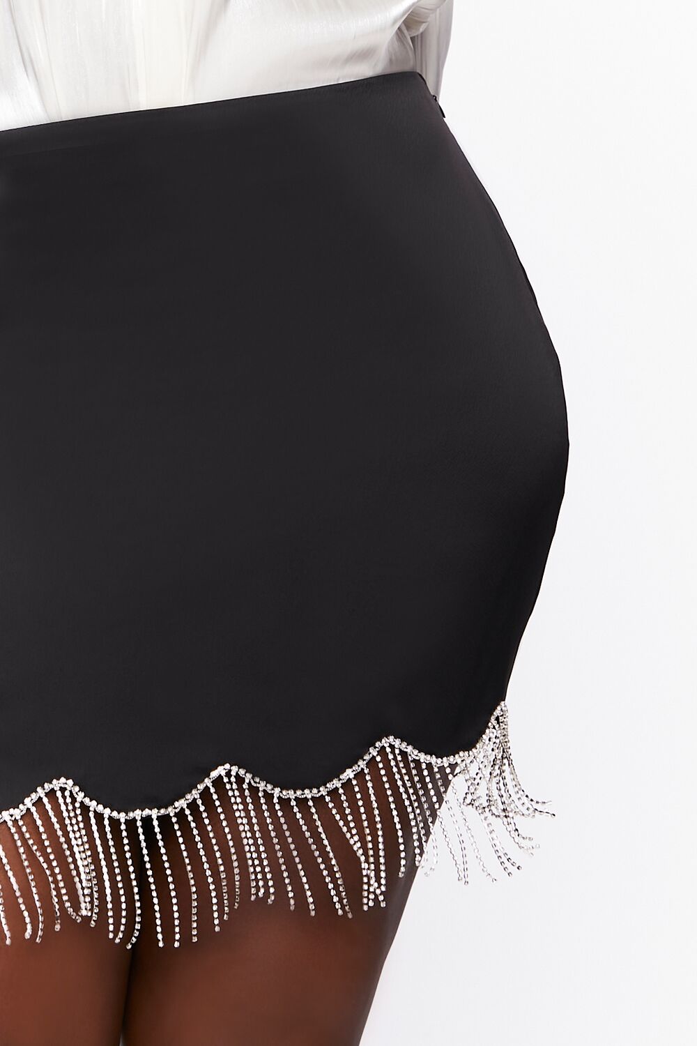 Plus Size Rhinestone Fringe Mini Skirt