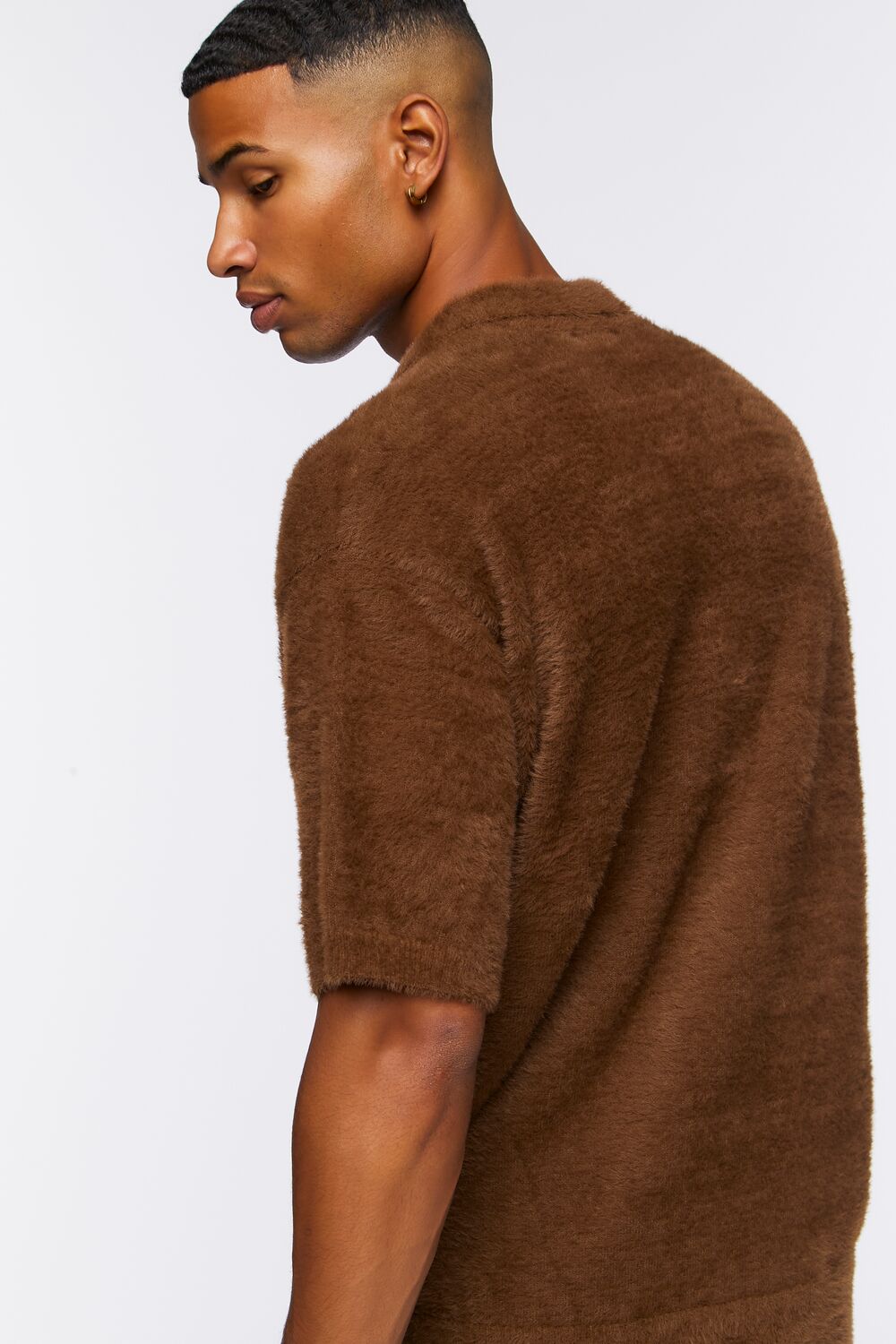 Fuzzy Knit Polo Shirt