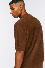 Fuzzy Knit Polo Shirt