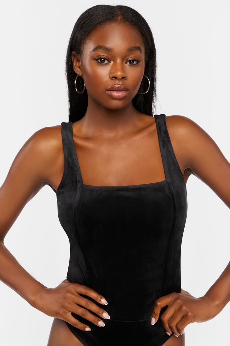Velvet Square-Neck Bodysuit