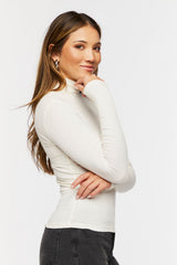 Ribbed Turtleneck Long-Sleeve Top