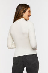Ribbed Turtleneck Long-Sleeve Top