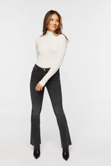 Ribbed Turtleneck Long-Sleeve Top