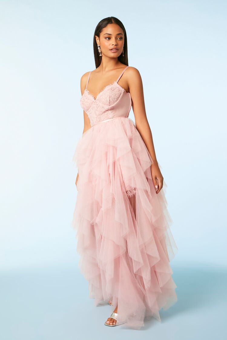 Lace Mini Dress & Tulle Maxi Skirt Set