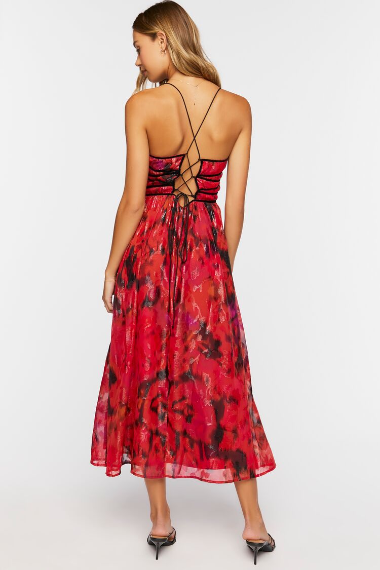 Floral Crisscross Cami Midi Dress
