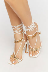 Faux Leather Strappy Chain Heels