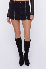 Dual Zipper Micro Mini Skirt