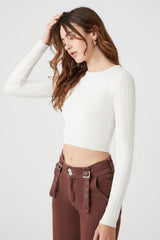 Cropped Rib-Knit Sweater
