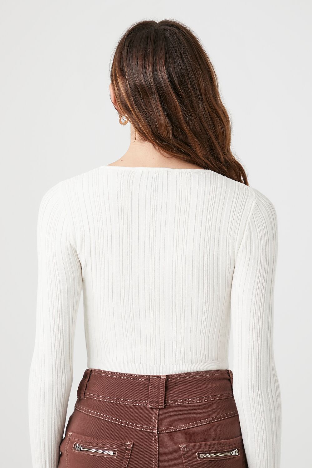 Cropped Rib-Knit Sweater