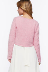 Fuzzy Cropped Cardigan Sweater
