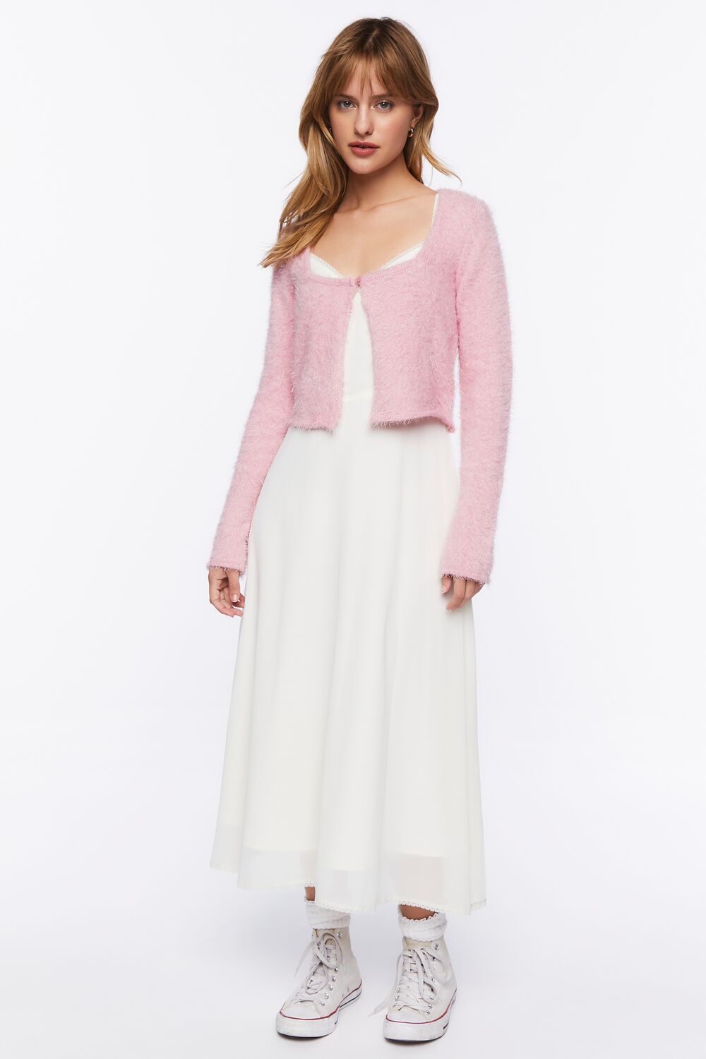 Fuzzy Cropped Cardigan Sweater