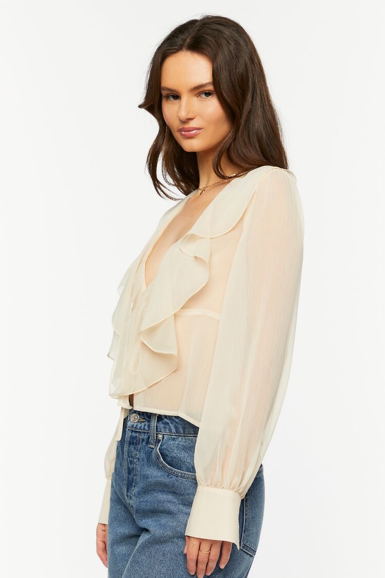 Chiffon Split-Front Flounce Top