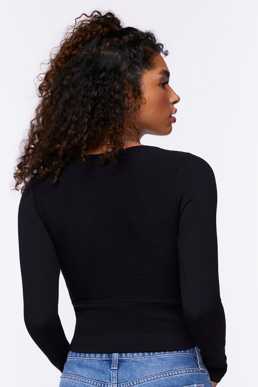 Ribbed Surplice Crop Top