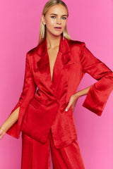 Satin Split-Sleeve Blazer