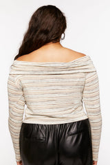 Plus Size Twisted Off-the-Shoulder Striped Top