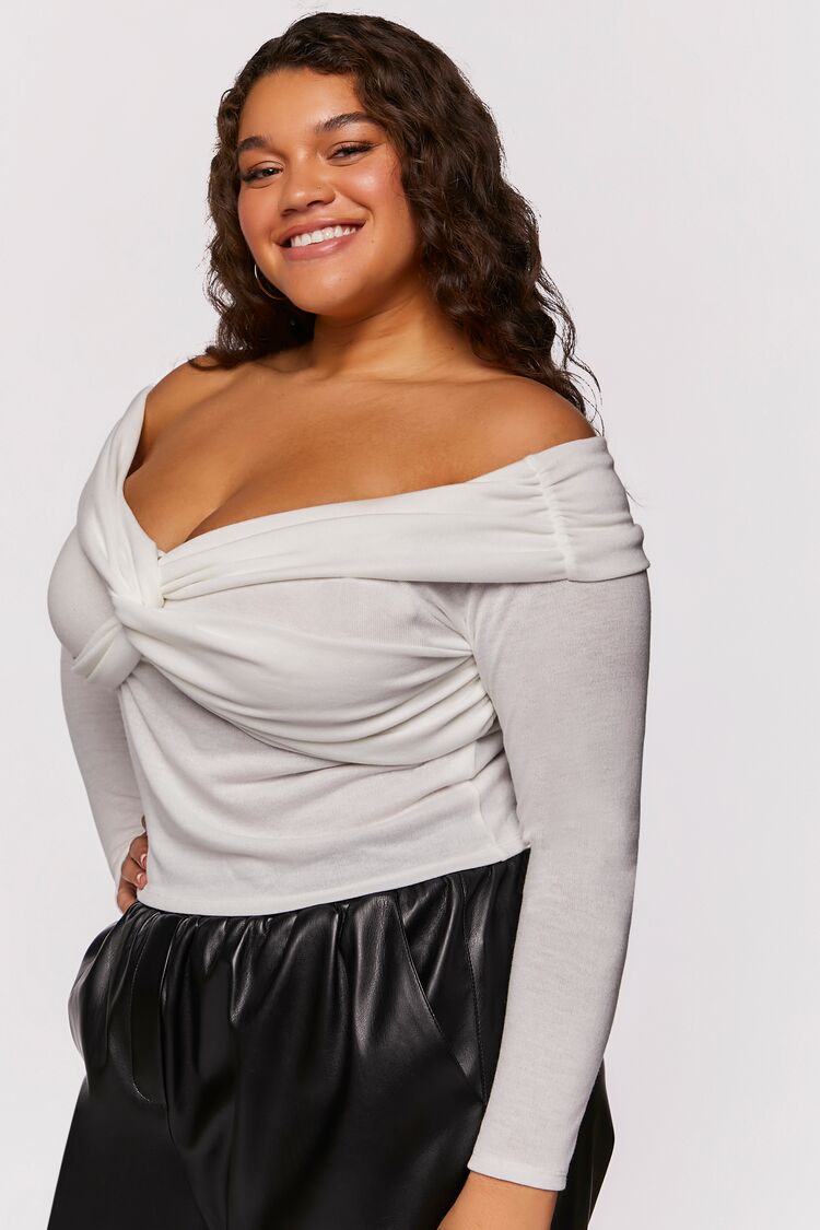 Plus Size Twisted Off-the-Shoulder Top