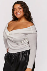 Plus Size Twisted Off-the-Shoulder Top