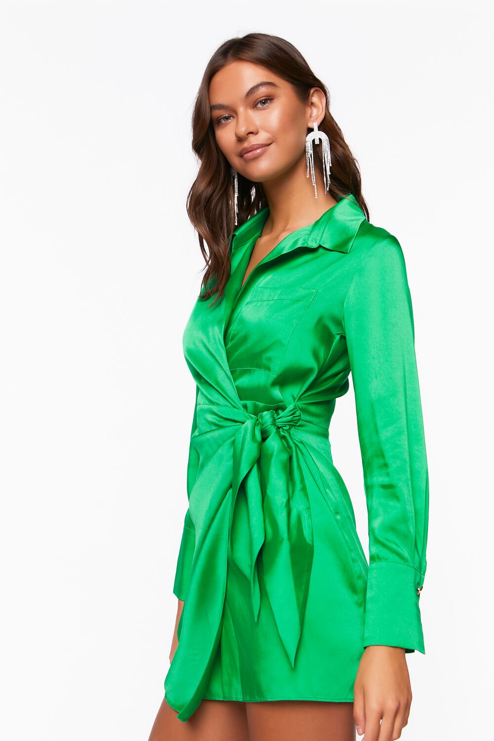 Satin Wrap Mini Dress