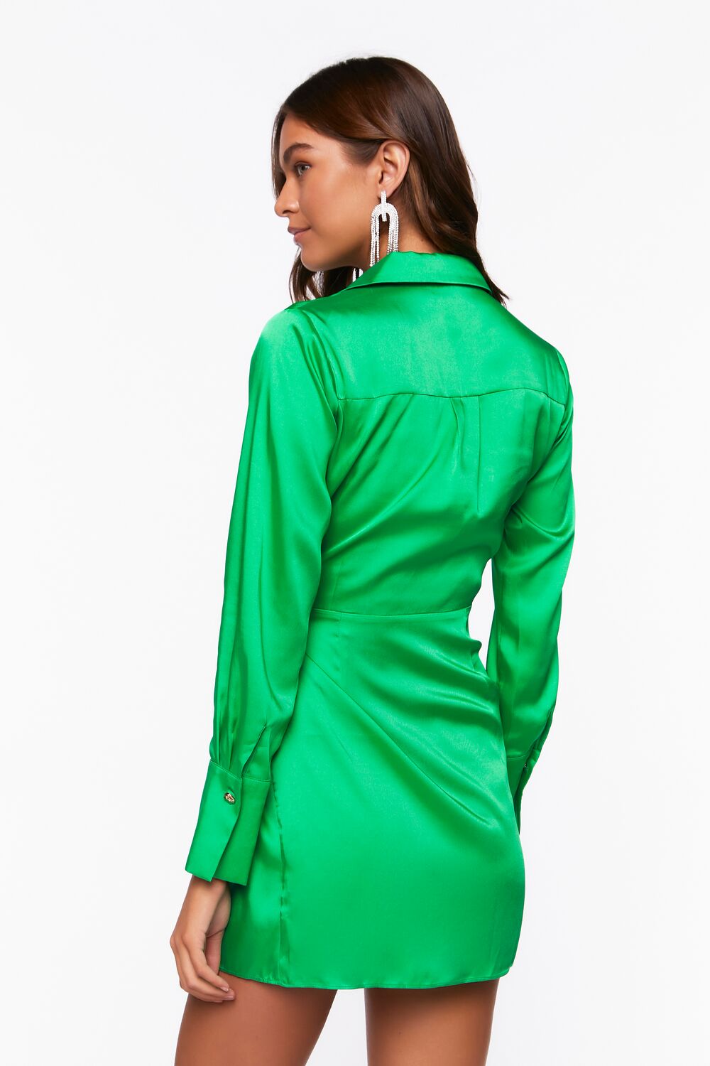 Satin Wrap Mini Dress