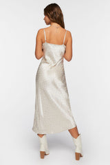 Satin Polka Dot Midi Slip Dress