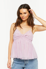 Rhinestone Twisted Babydoll Cami