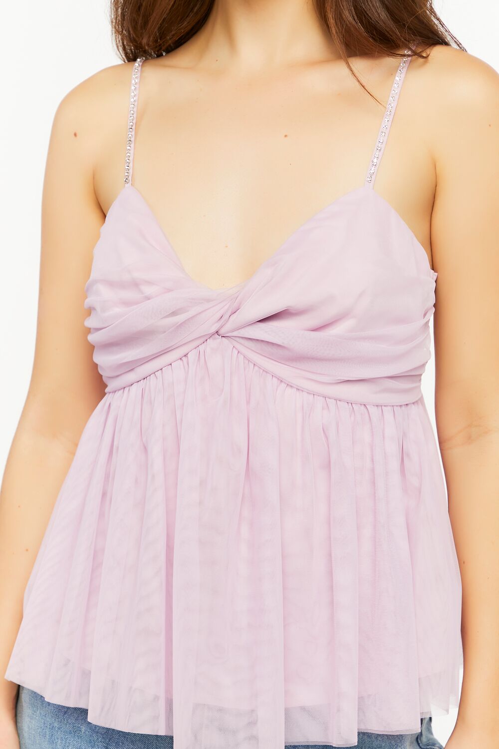 Rhinestone Twisted Babydoll Cami