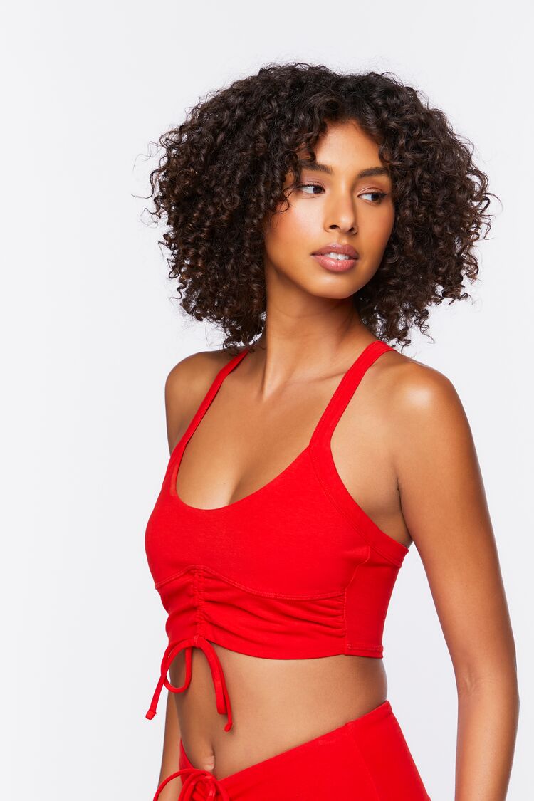 Ruched Drawstring Sports Bra