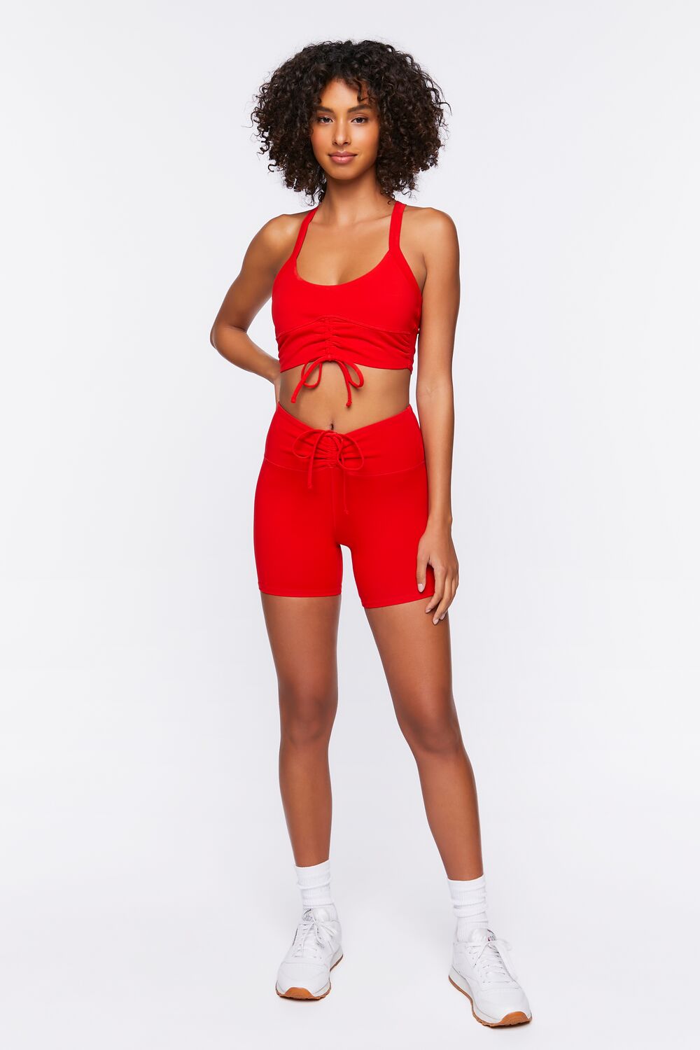 Ruched Drawstring Sports Bra