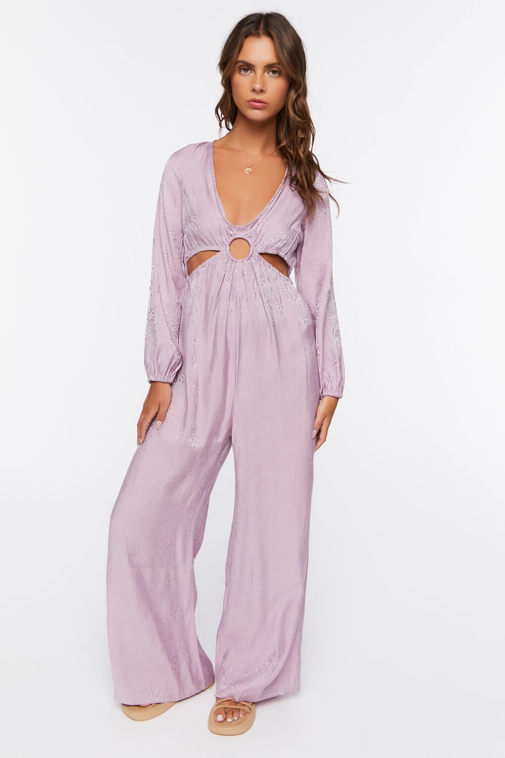 Satin Wide-Leg Cutout Jumpsuit