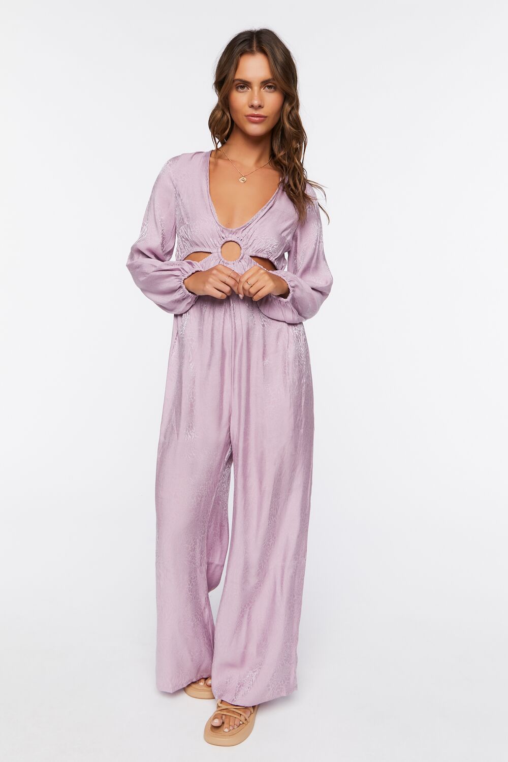 Satin Wide-Leg Cutout Jumpsuit