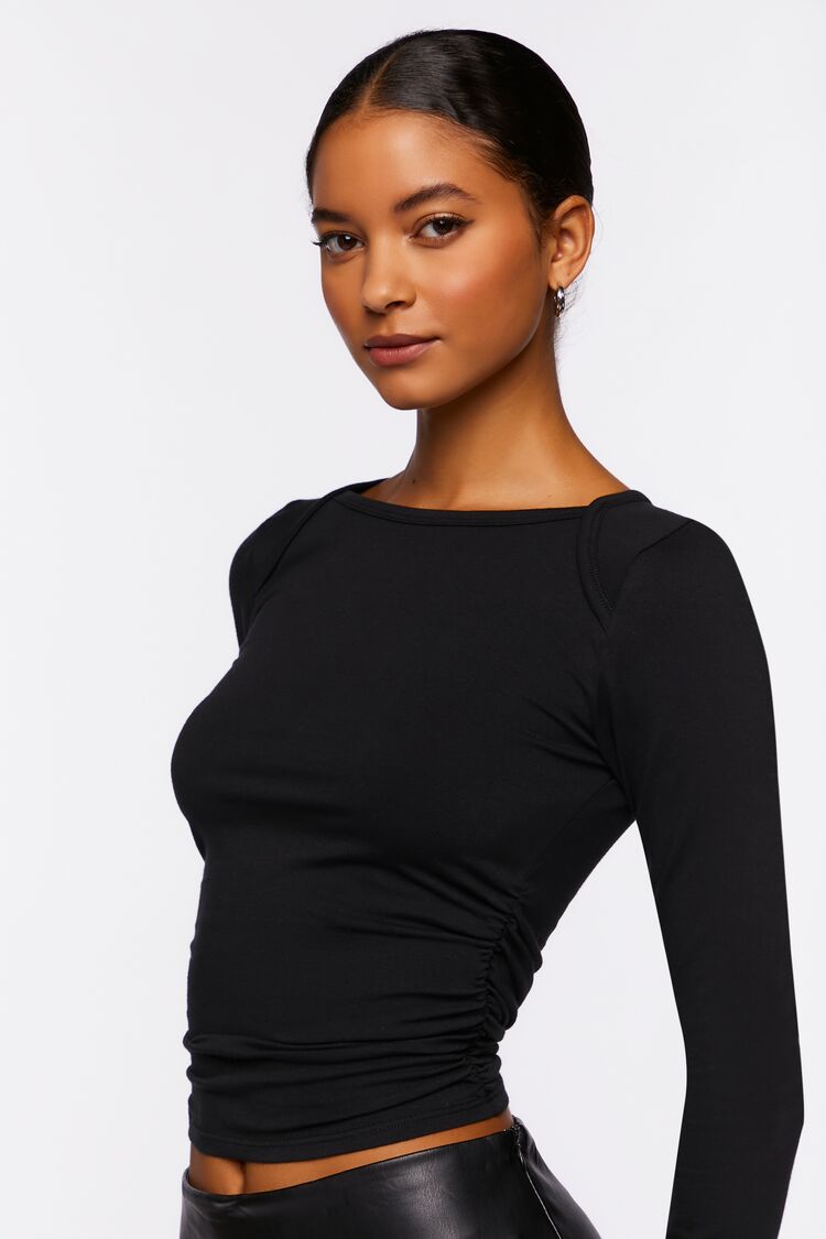 Ruched Long-Sleeve Tee