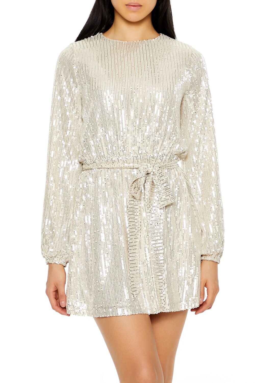 Sequin Long-Sleeve Mini Dress