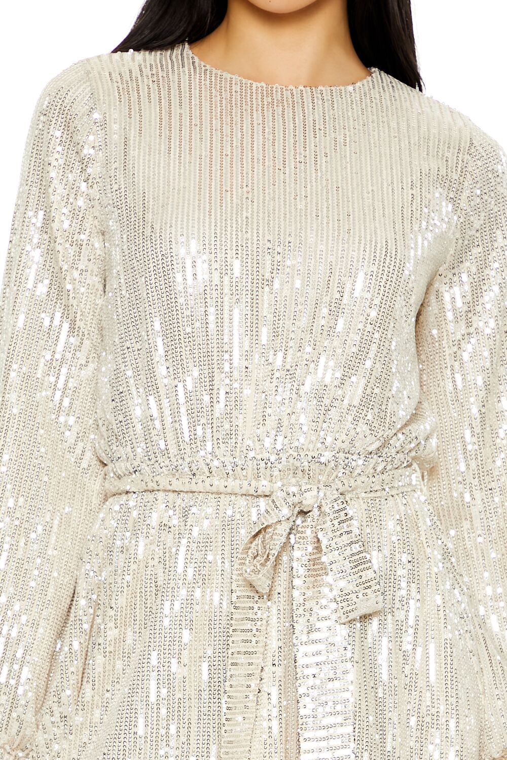 Sequin Long-Sleeve Mini Dress