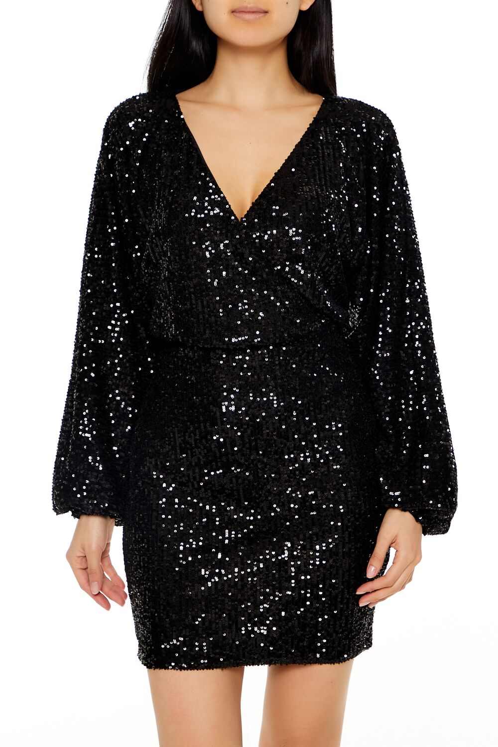 Sequin Surplice Mini Dress