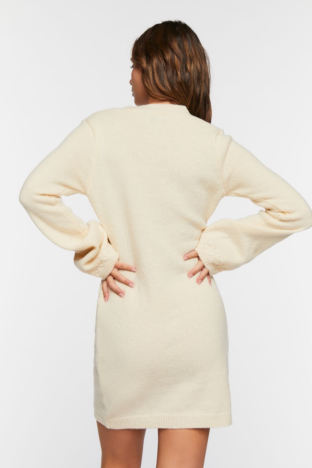 Cable Knit Button-Front Sweater Dress
