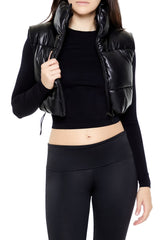 Quilted Faux Leather Cropped Vest