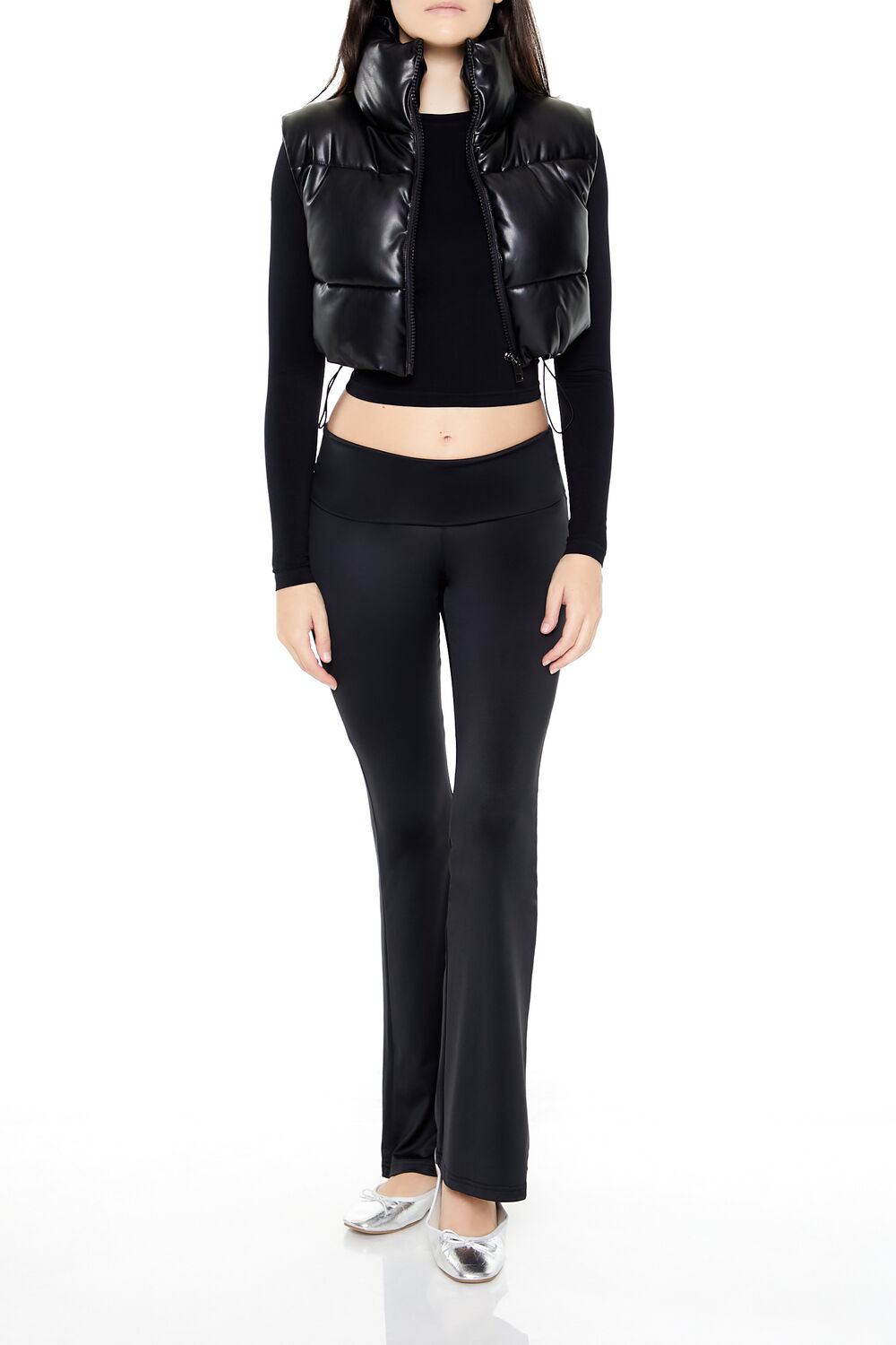 Quilted Faux Leather Cropped Vest