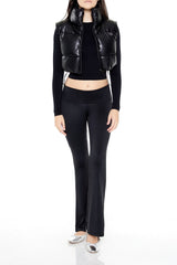 Quilted Faux Leather Cropped Vest