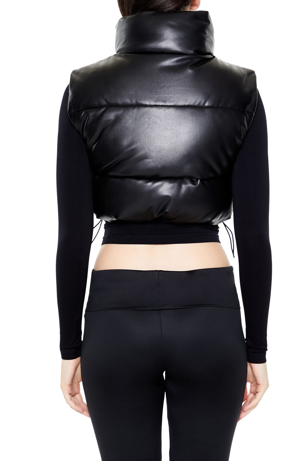 Quilted Faux Leather Cropped Vest