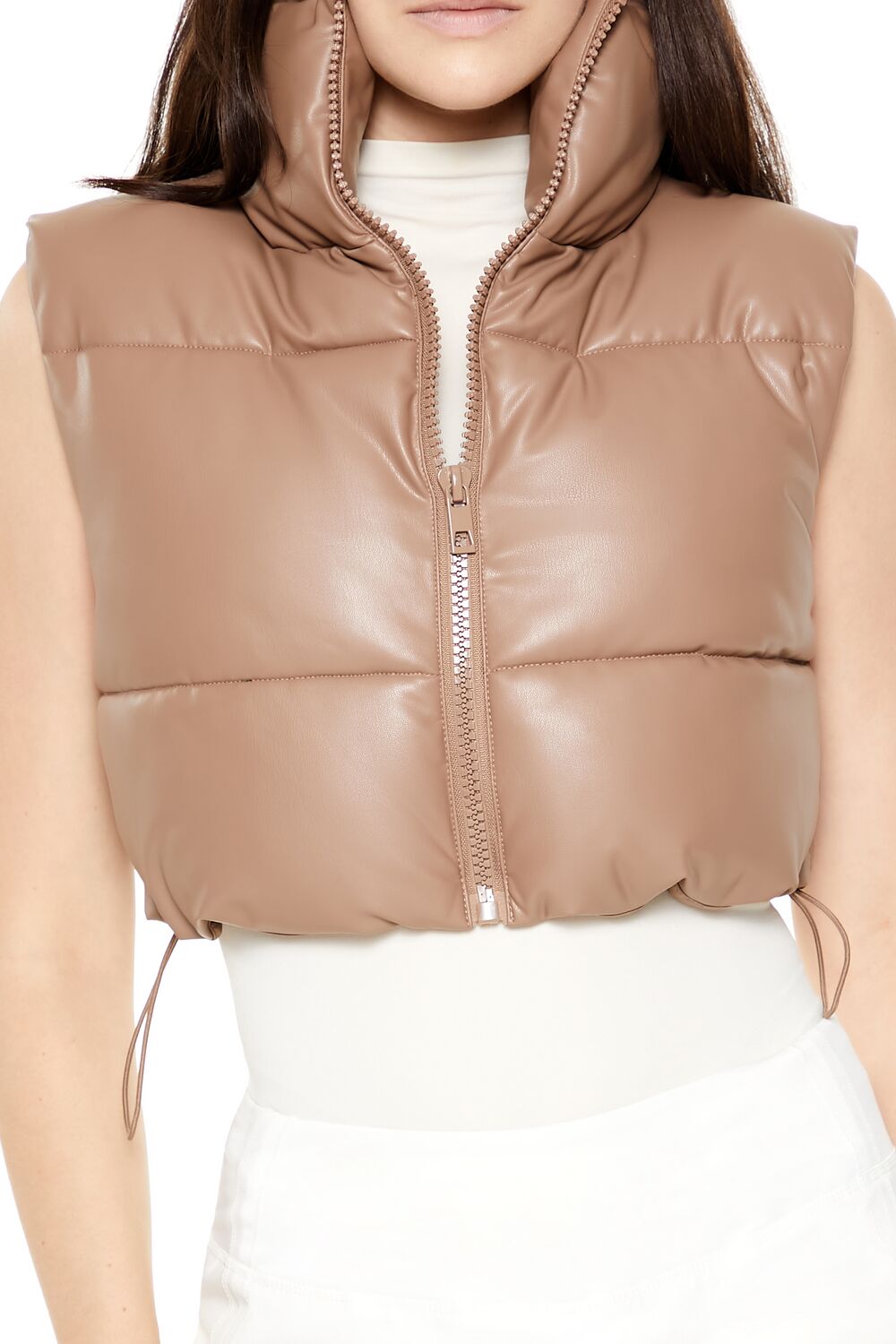 Quilted Faux Leather Cropped Vest