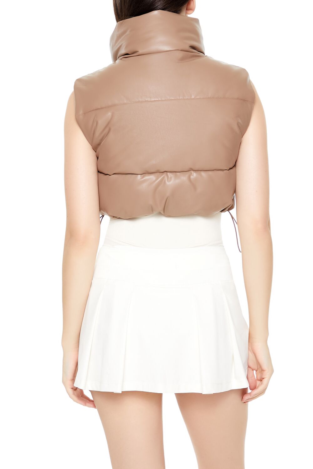 Quilted Faux Leather Cropped Vest