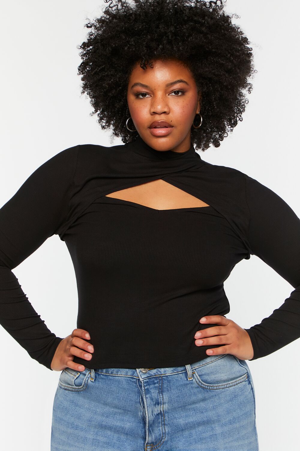 Plus Size Twisted Cutout Combo Top