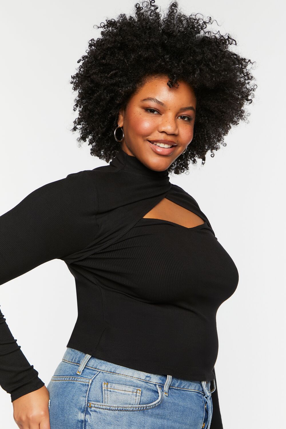 Plus Size Twisted Cutout Combo Top
