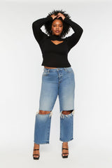 Plus Size Twisted Cutout Combo Top