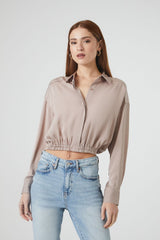 Cropped Satin Shirt