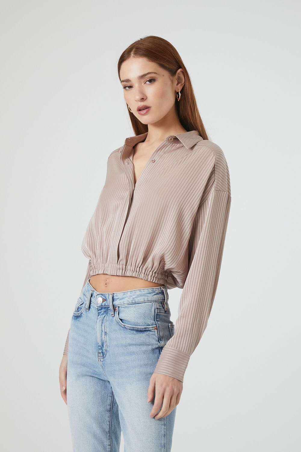 Cropped Satin Shirt