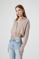 Cropped Satin Shirt