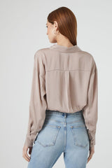 Cropped Satin Shirt